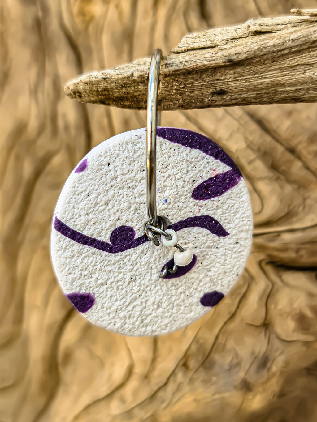 Purple Swirl Clay Hoop Earrings – Handmade Polymer Clay Statement Jewelry