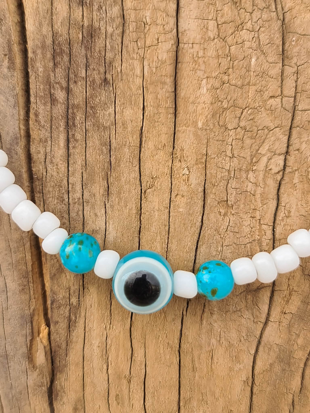 White & Turquoise Evil Eye Necklace