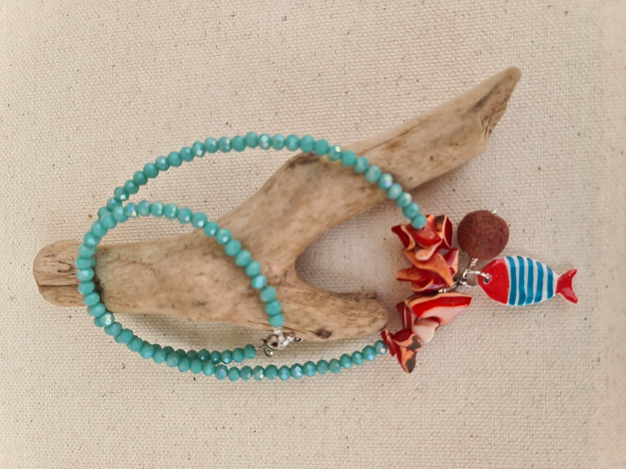 Turquoise Fish Charm Necklace
