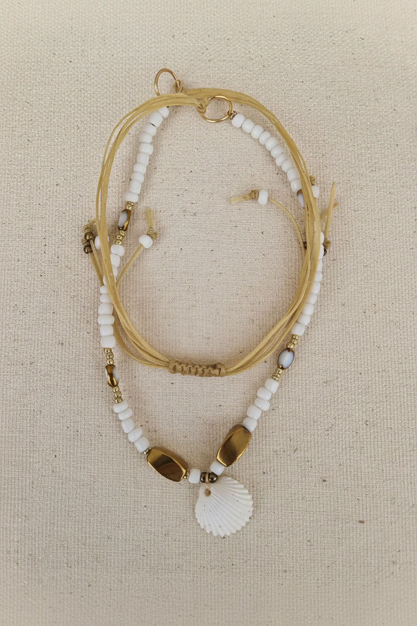 White & Gold Shell Necklace