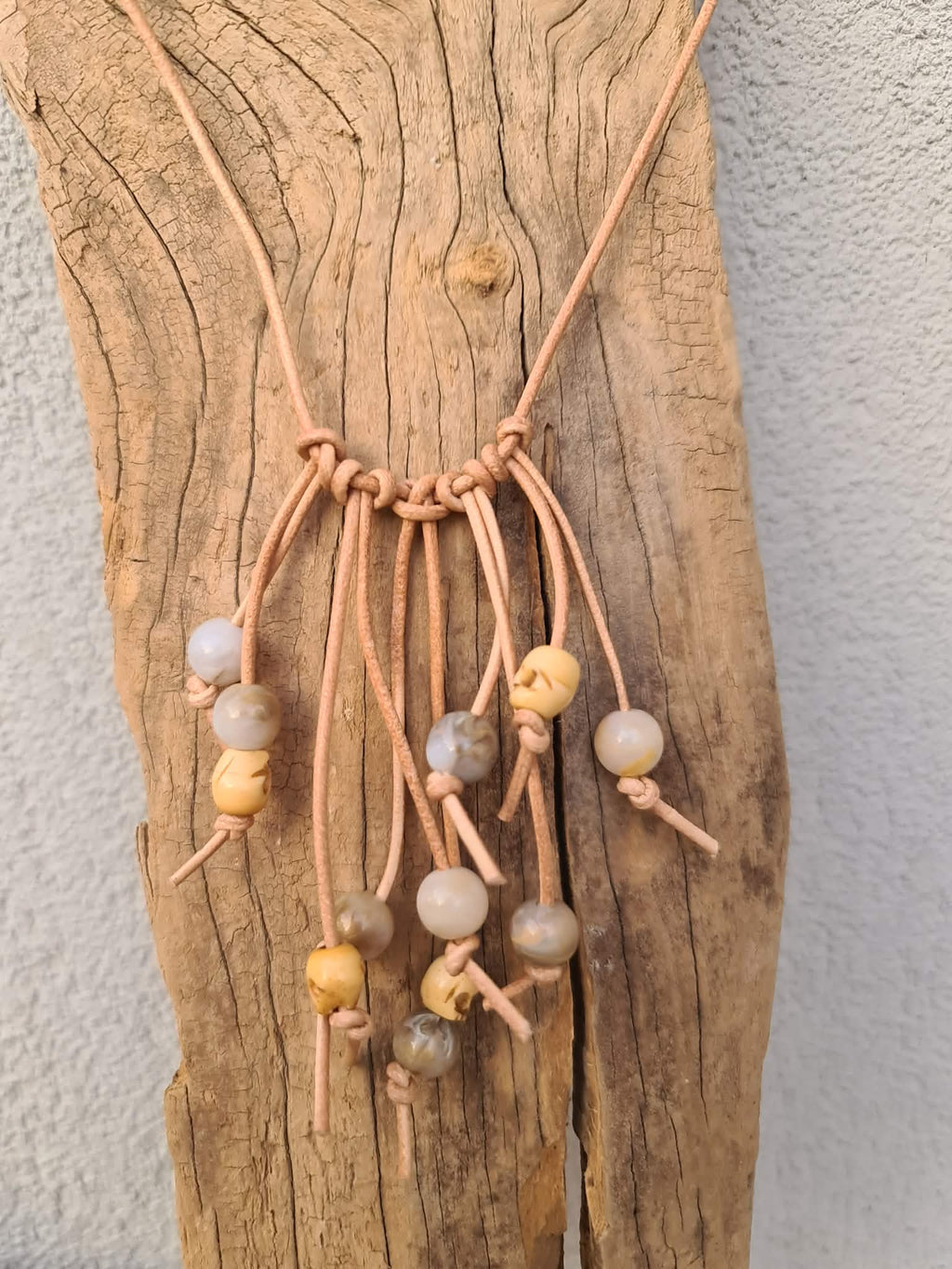 Earthy Leather Tassel Necklace