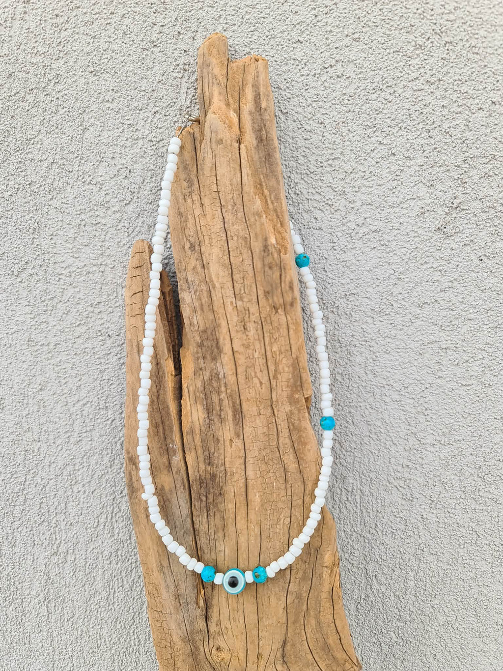 White & Turquoise Evil Eye Necklace