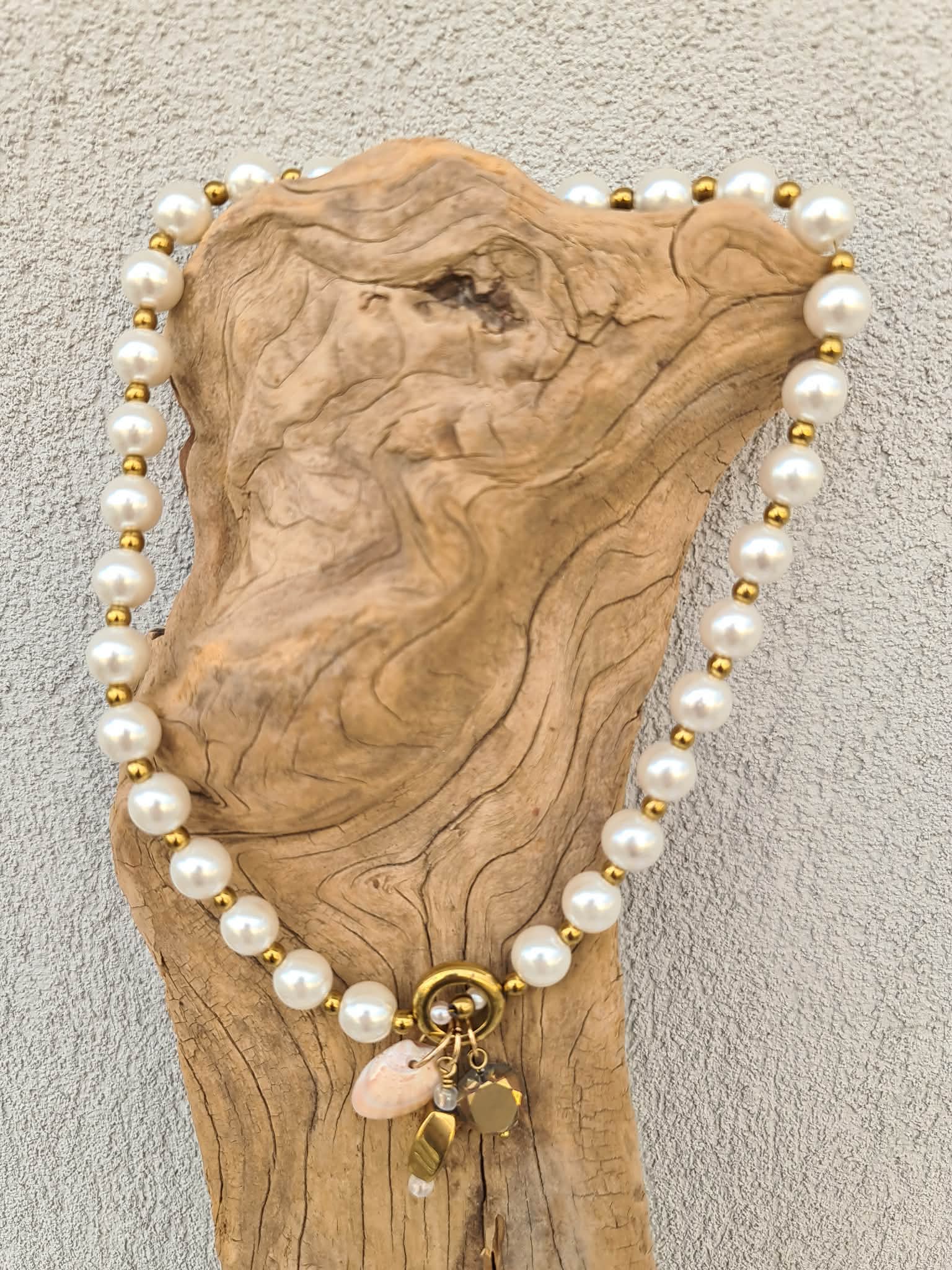 Pearl & Gold Charm Necklace