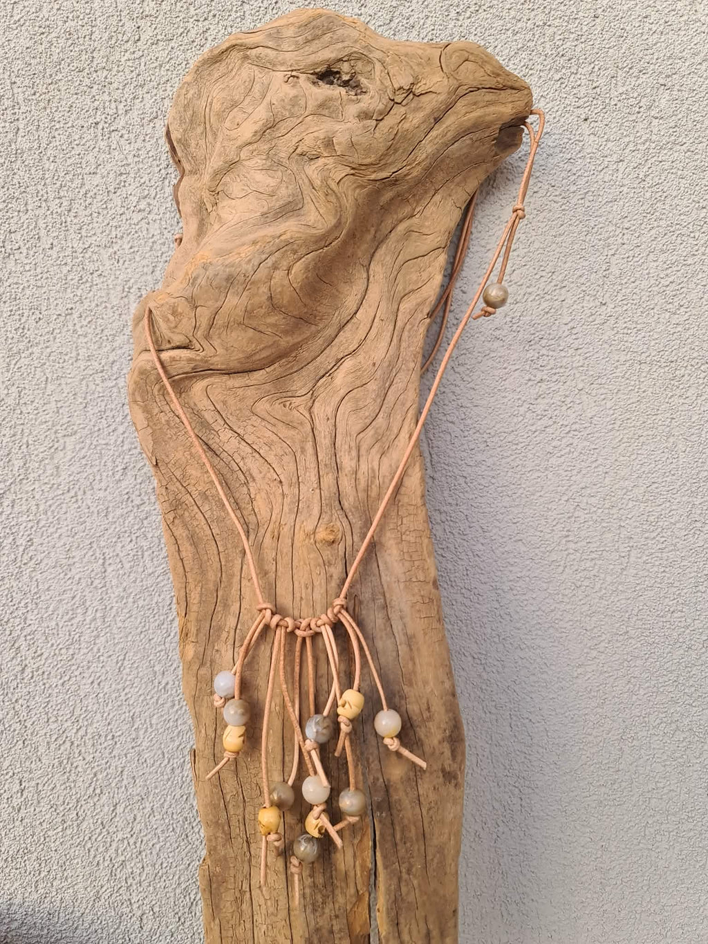 Earthy Leather Tassel Necklace