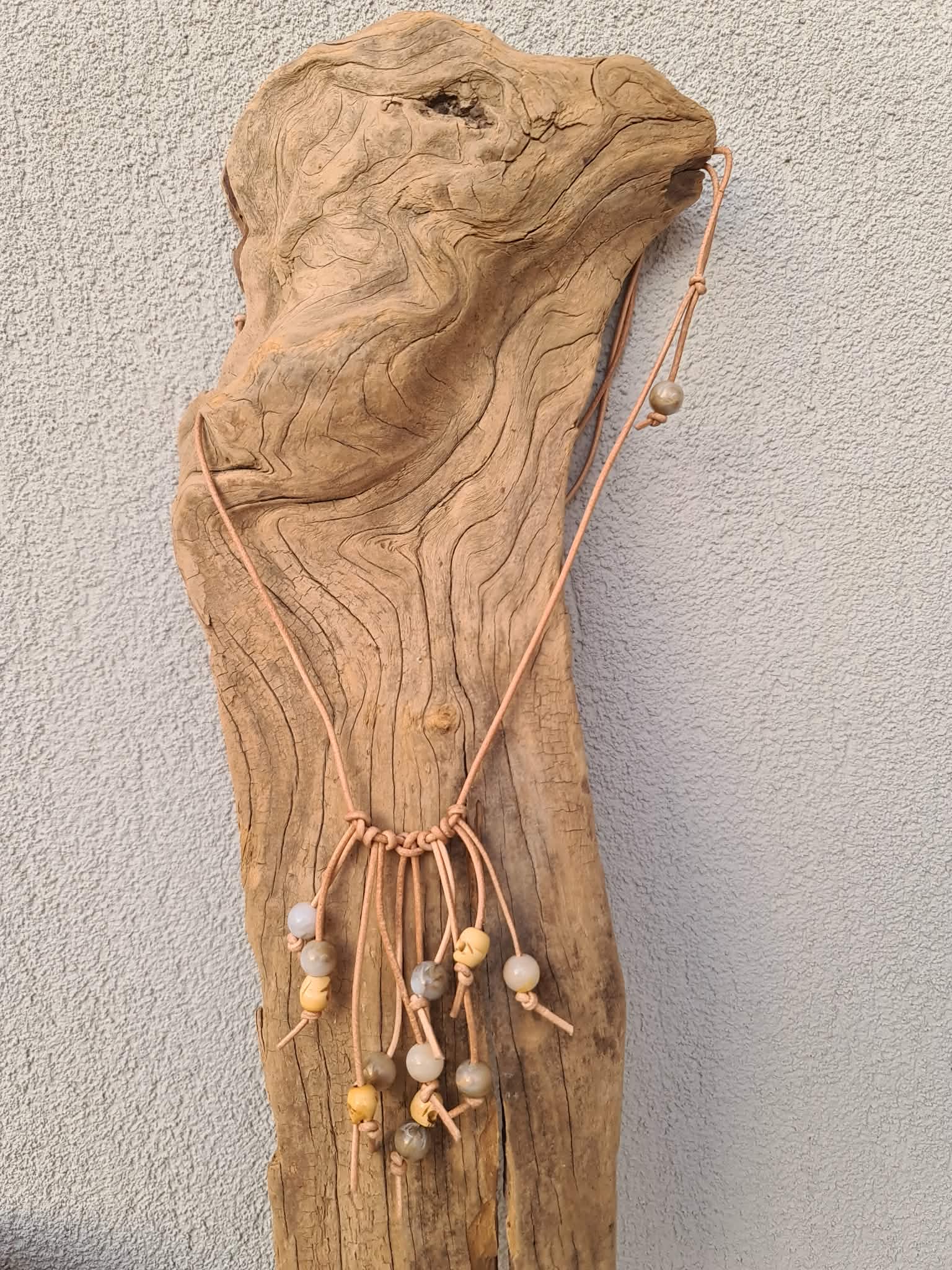 Earthy Leather Tassel Necklace