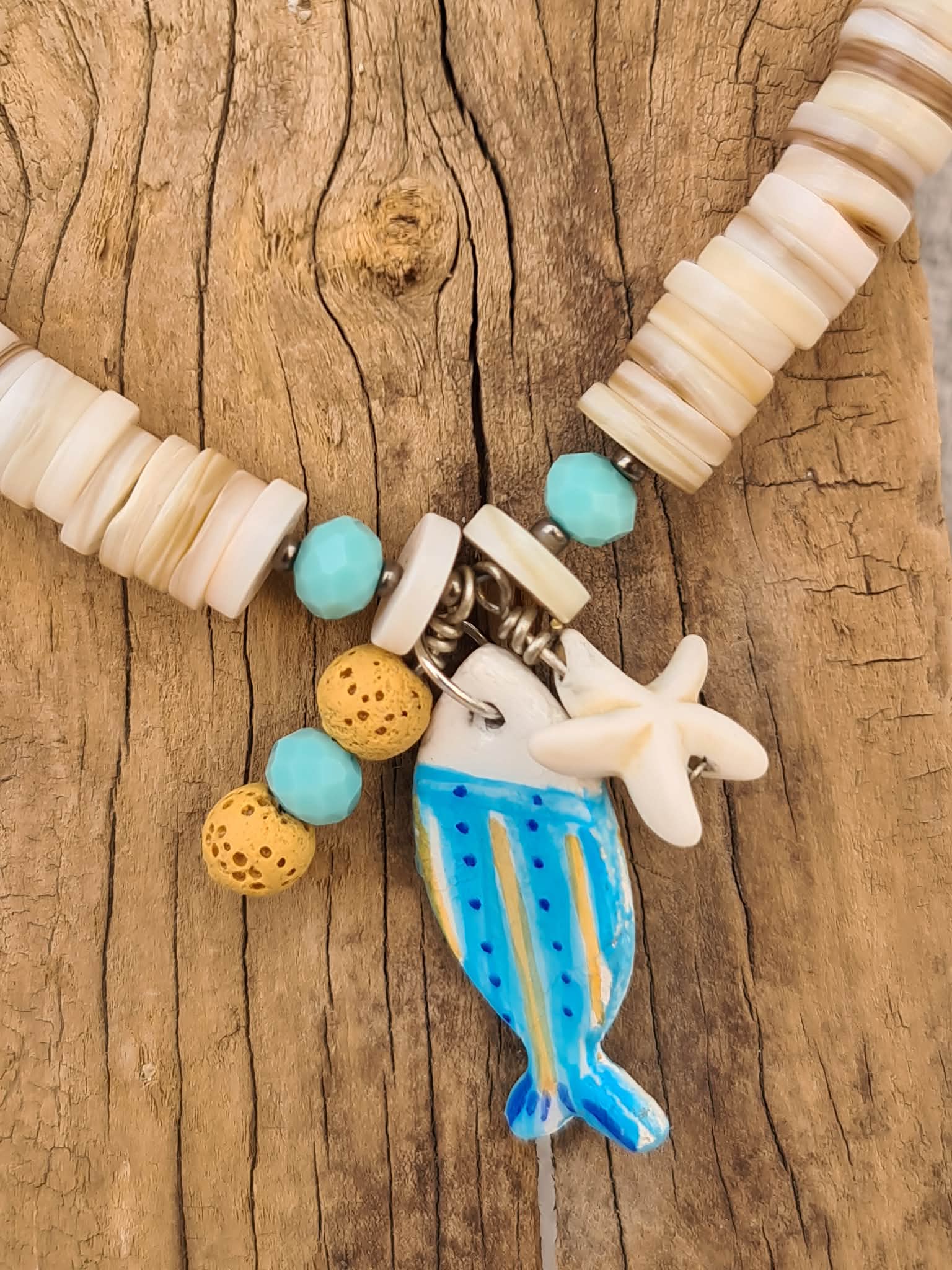Blue Fish & Starfish Necklace