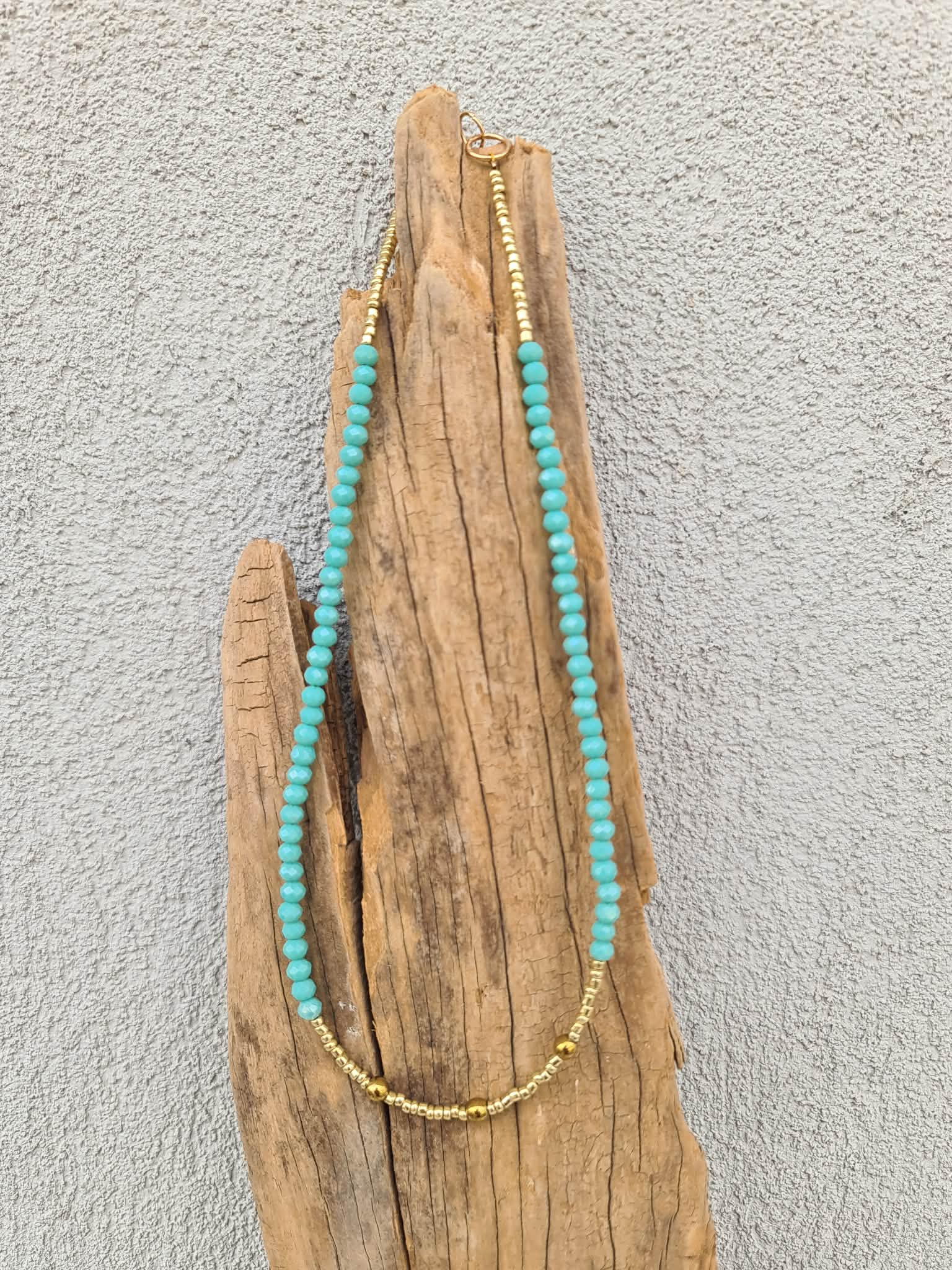 Turquoise & Gold Crystal Necklace