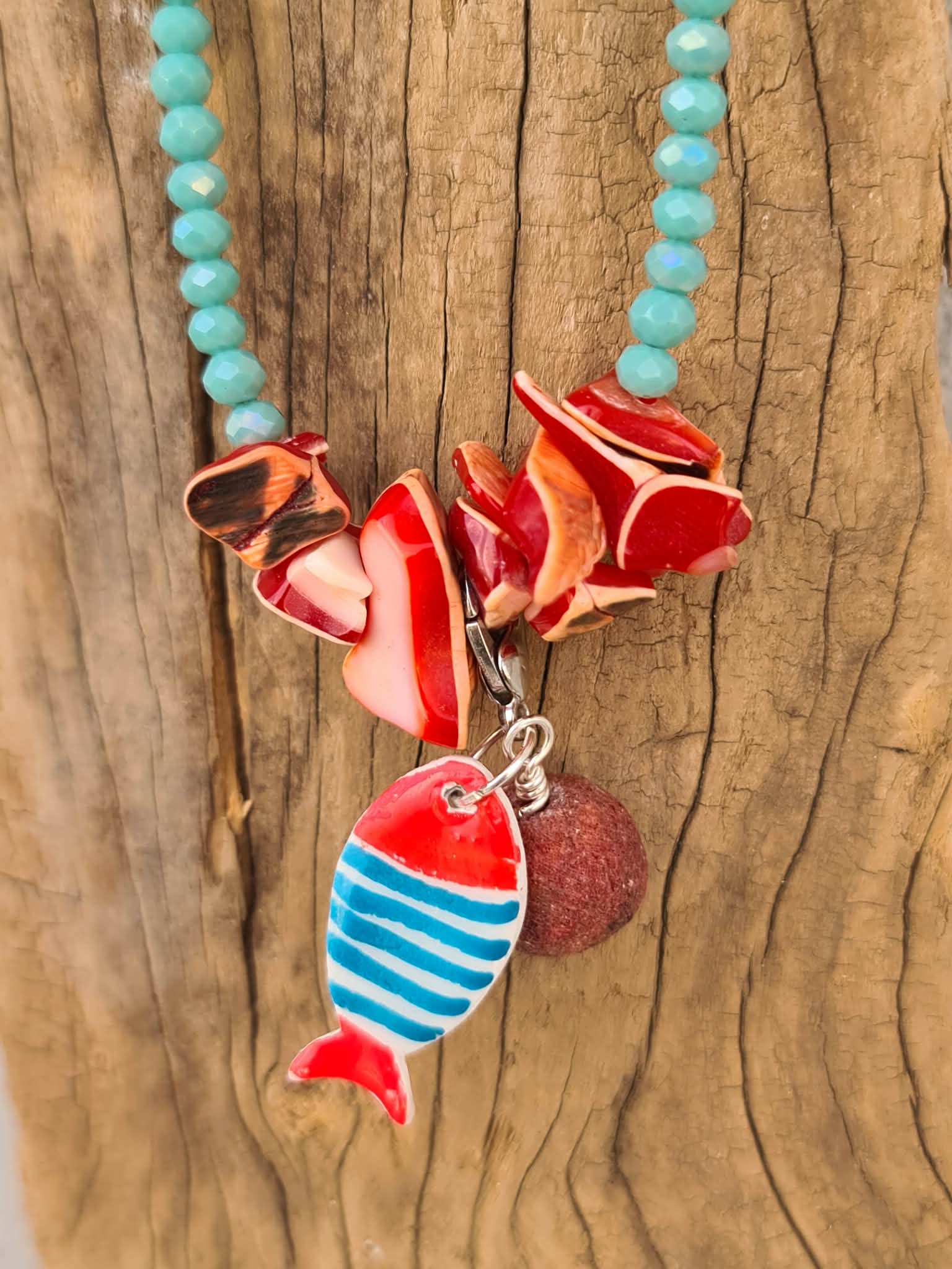 Turquoise Fish Charm Necklace