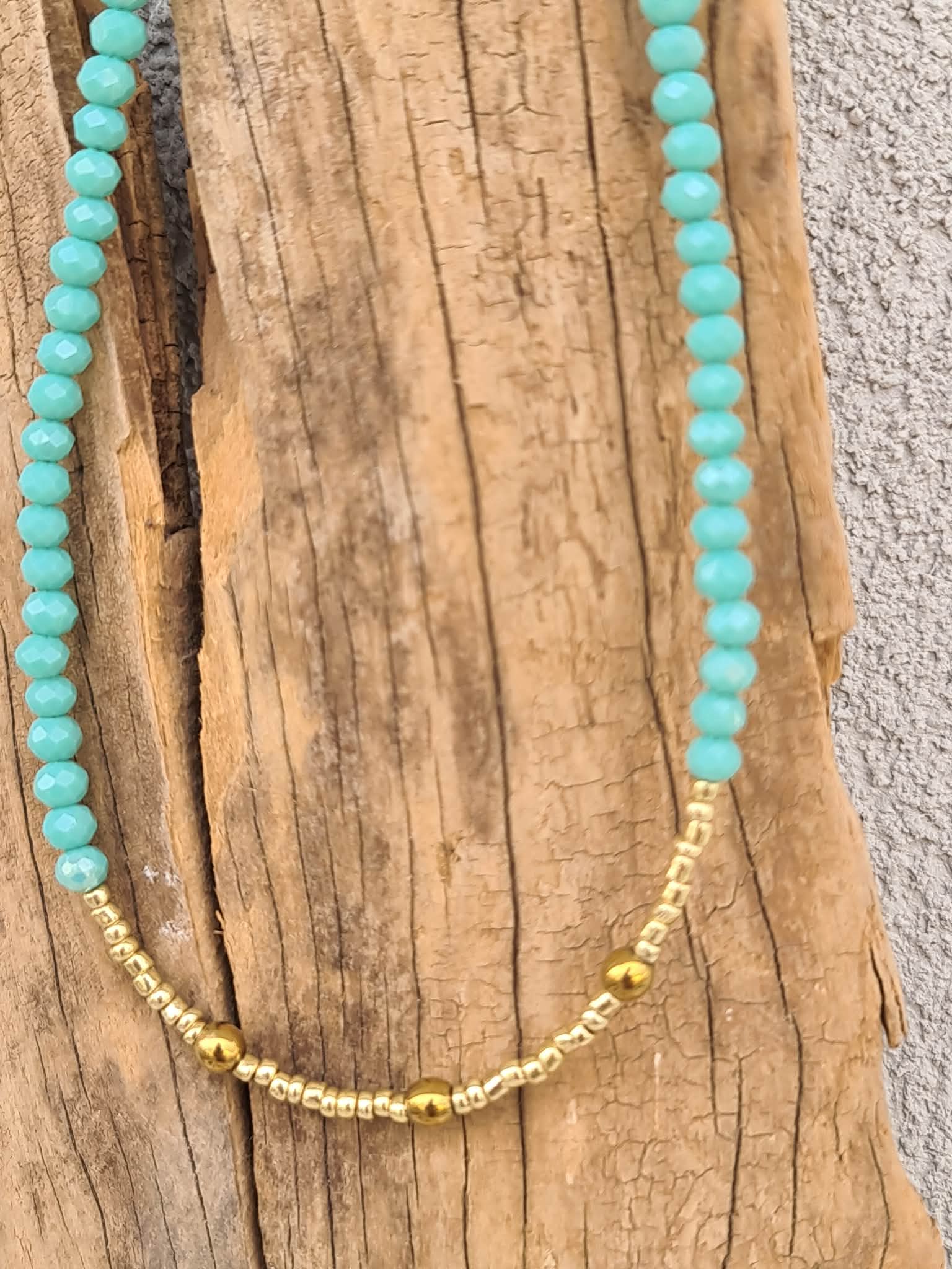 Turquoise & Gold Crystal Necklace