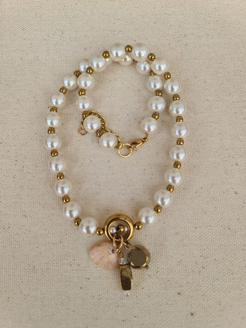 Pearl & Gold Charm Necklace