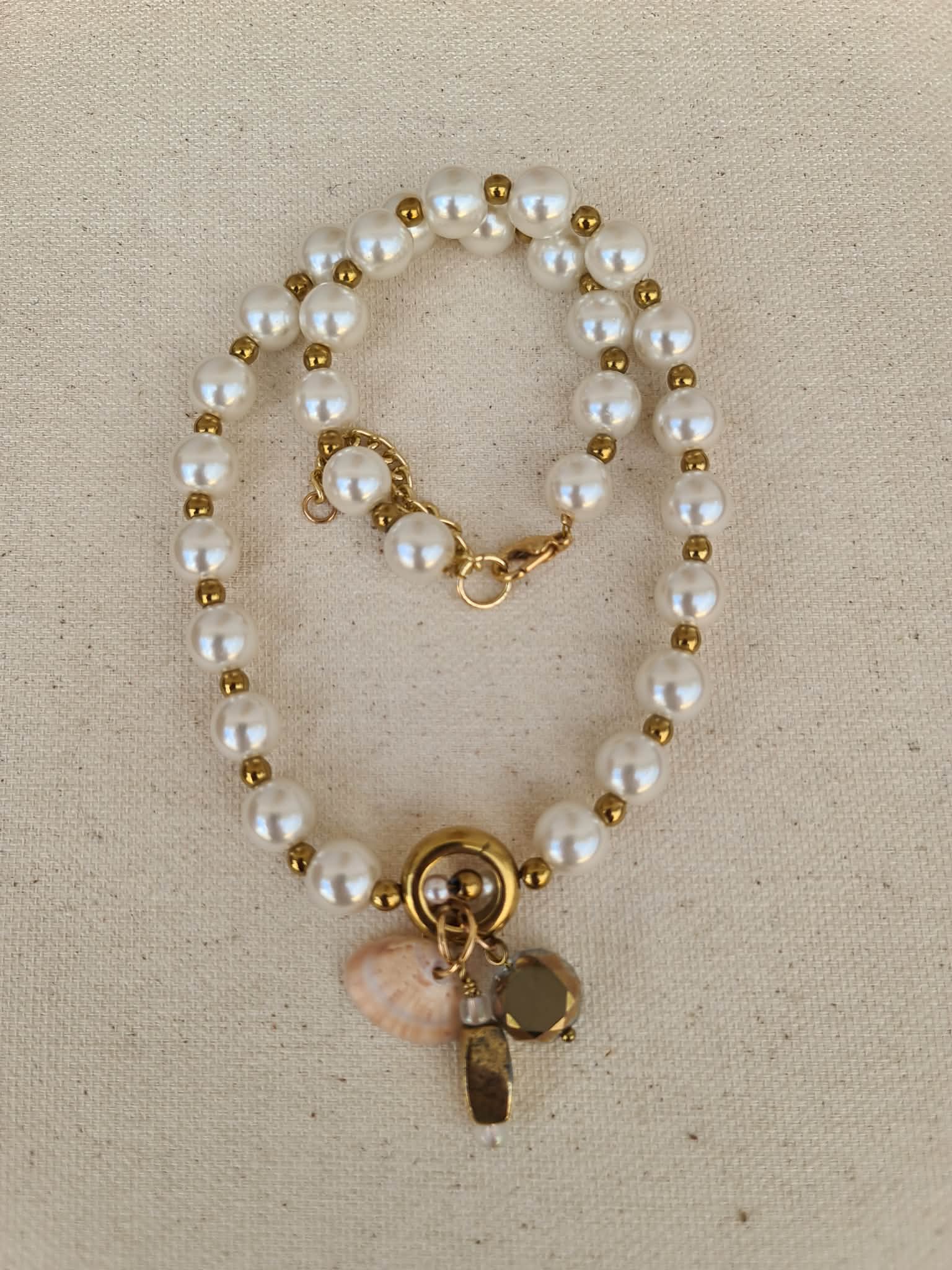 Pearl & Gold Charm Necklace