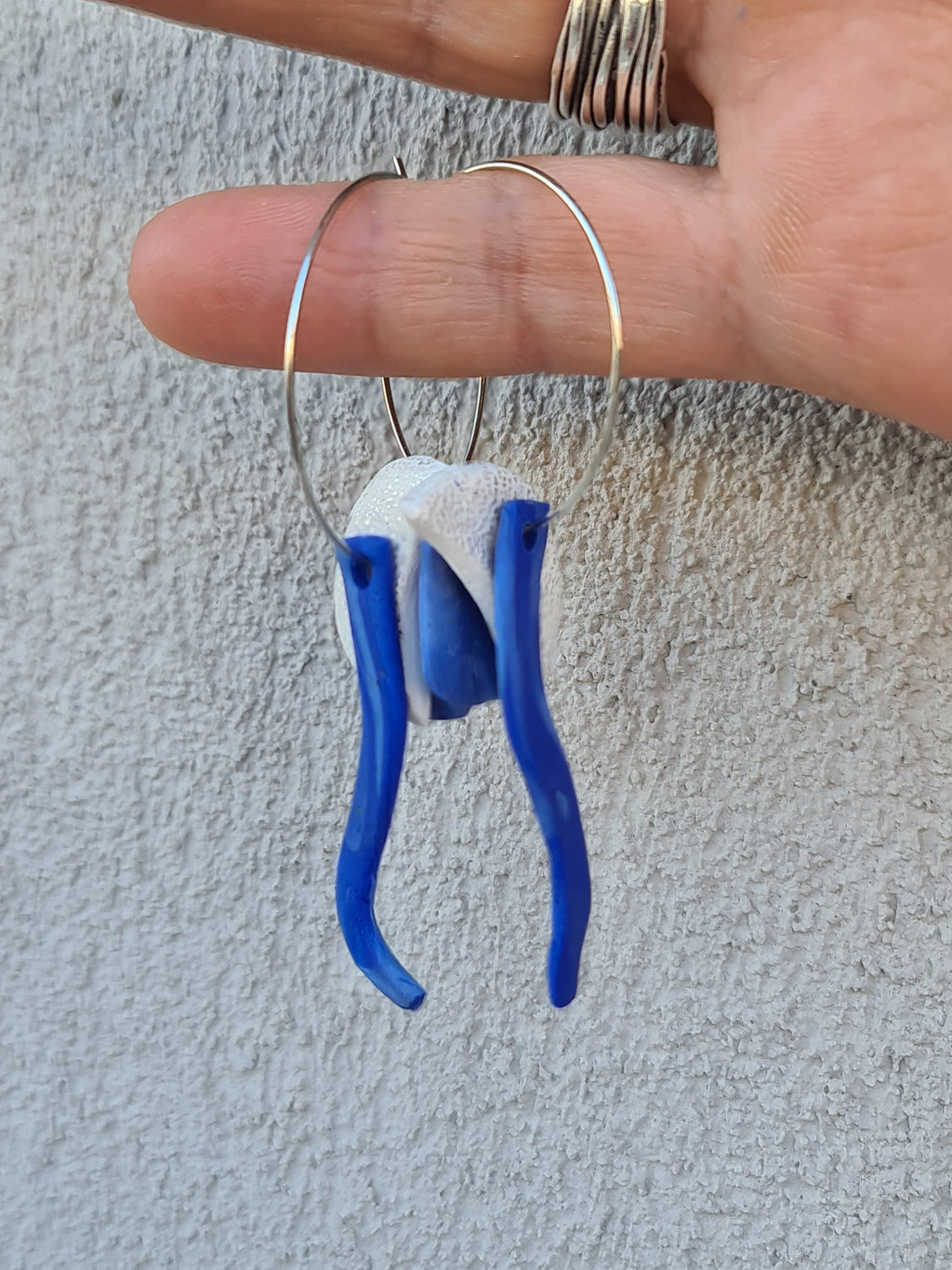 Aegean Wave Clay Hoop Earrings – One of a Kind Handmade Earrings
