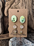 Green Splash Glass Drop Earrings – Elegant Handmade Statement Jewelry