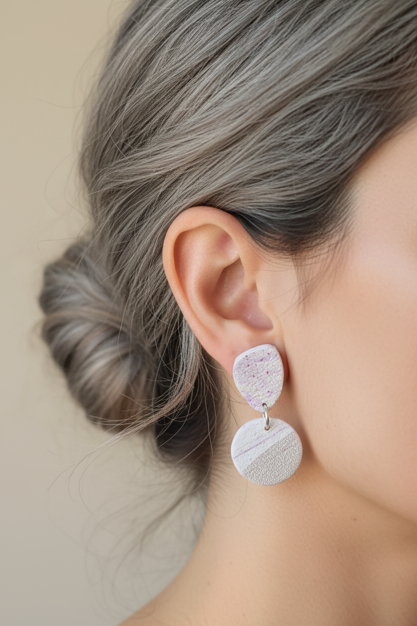 Lavender Pearl Clay Earrings – One of a Kind