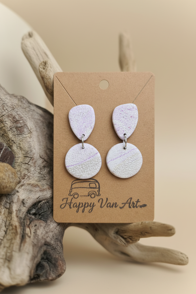 Lavender Pearl Clay Earrings – One of a Kind