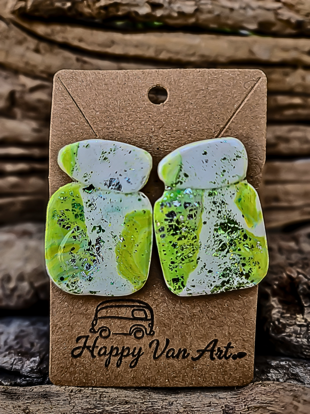 Lime Splash Clay Earrings – One of a Kind