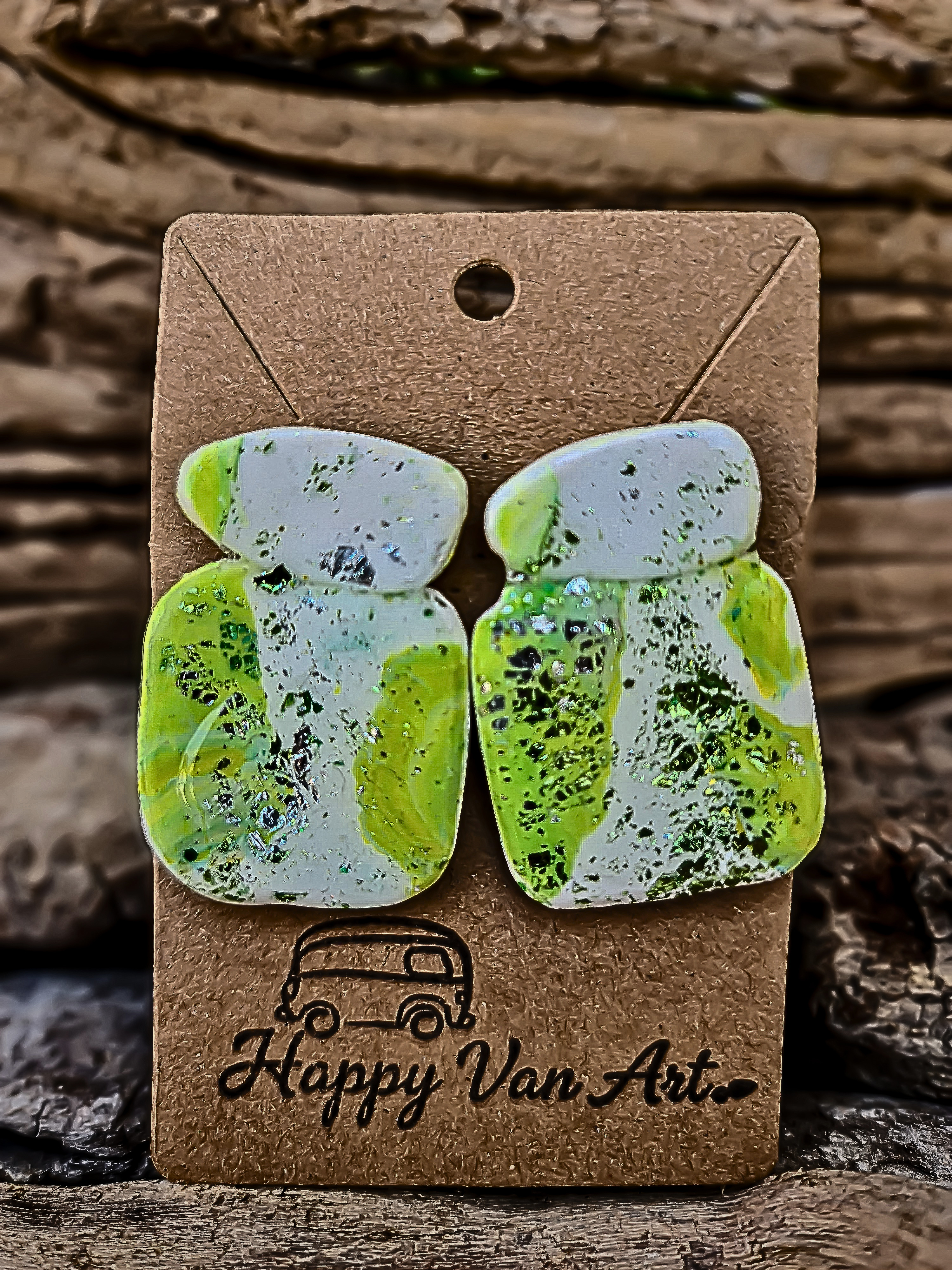 Lime Splash Clay Earrings – One of a Kind