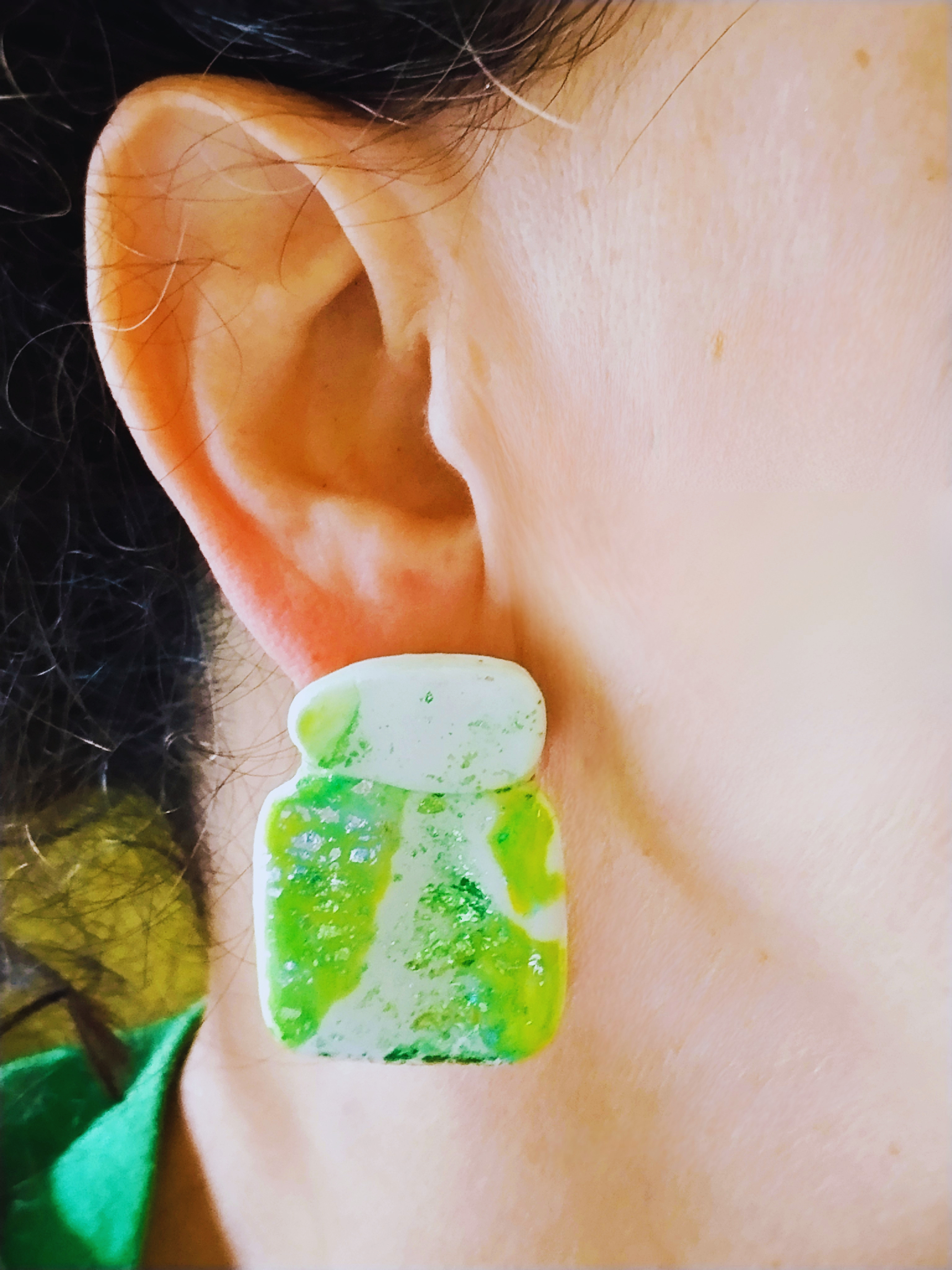 Lime Splash Clay Earrings – One of a Kind
