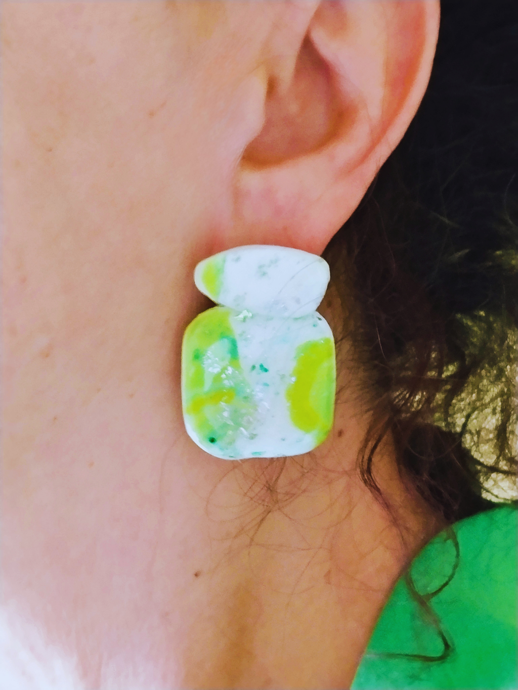Lime Splash Clay Earrings – One of a Kind