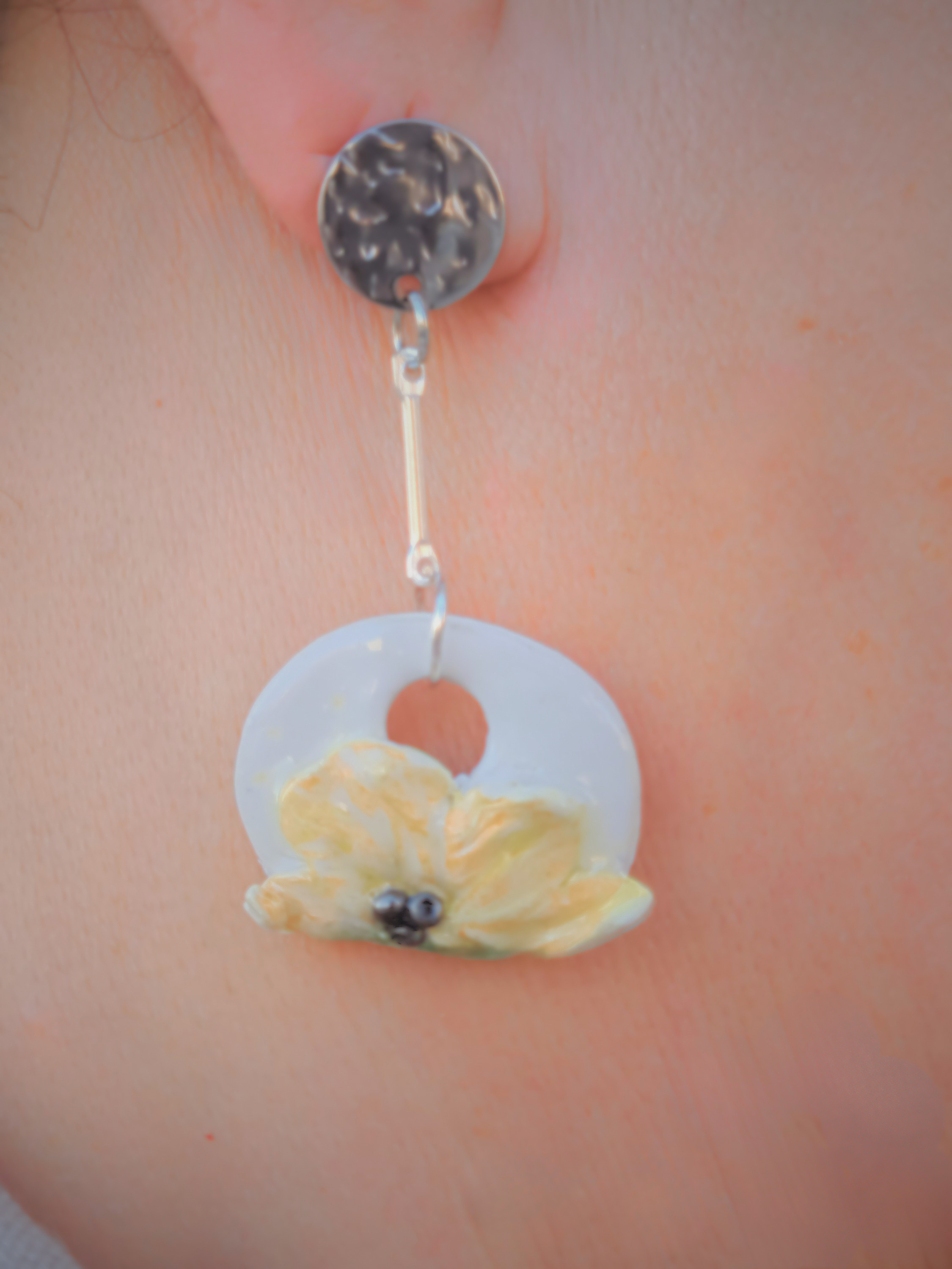 Little Bloom on a Ring – Polymer Clay Earring