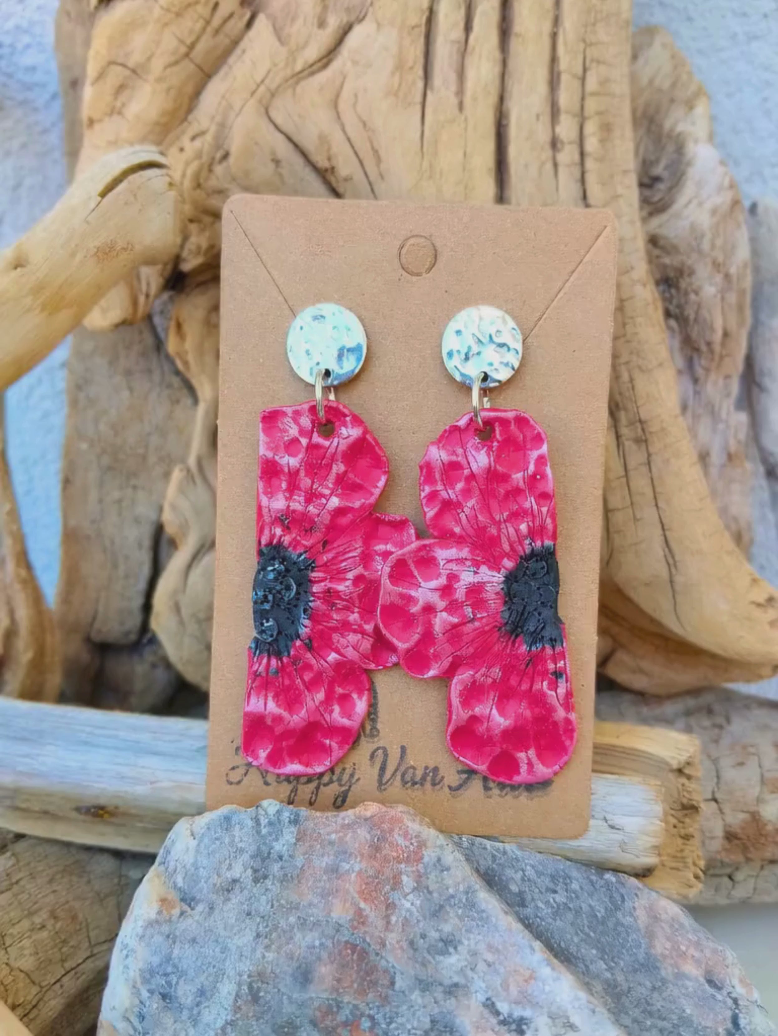 Red Poppy Flower Earrings