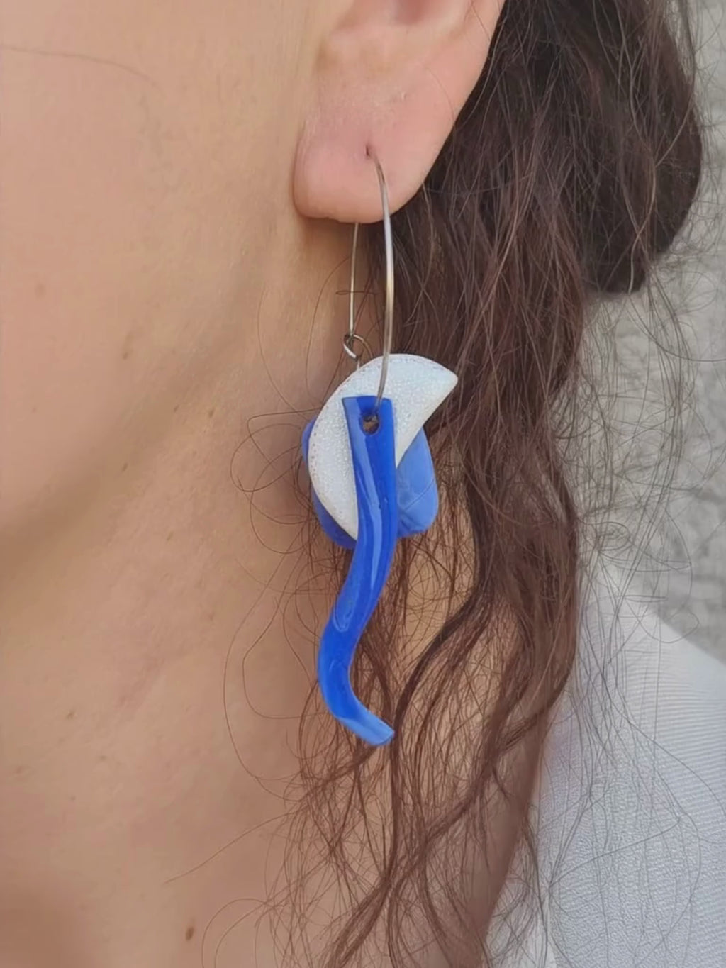 Aegean Wave Clay Hoop Earrings – One of a Kind Handmade Earrings