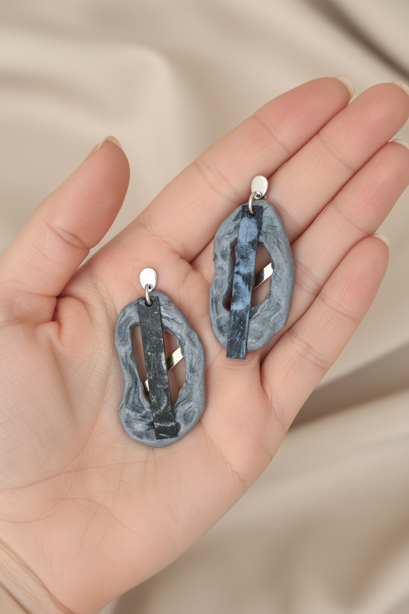 Stone Arch Clay Earrings – Handmade Polymer Clay Statement Jewelry
