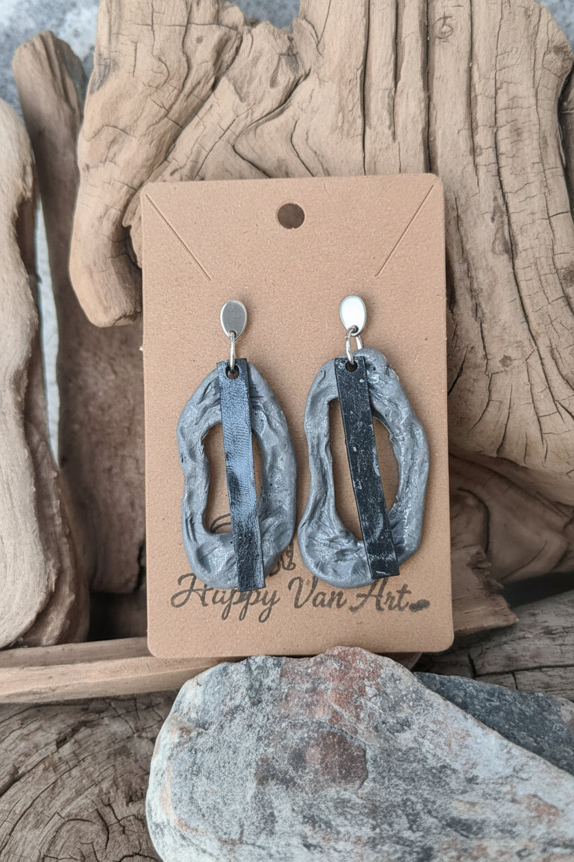 Stone Arch Clay Earrings – Handmade Polymer Clay Statement Jewelry